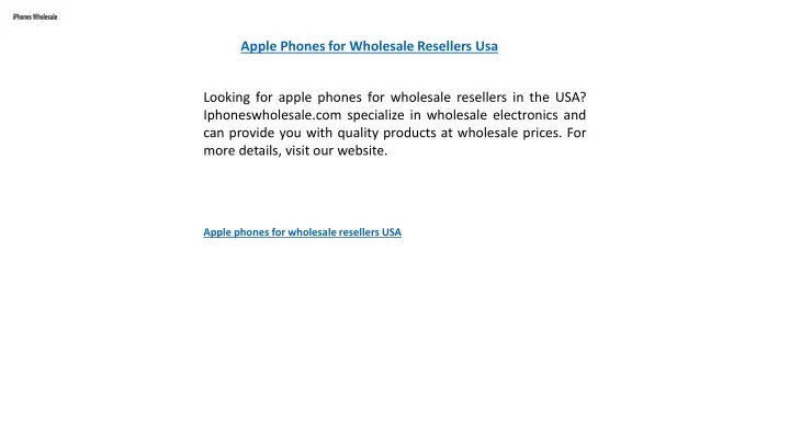 apple phones for wholesale resellers usa