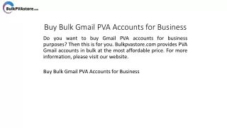 Buy Bulk Gmail PVA Accounts for Business Bulkpvastore.com