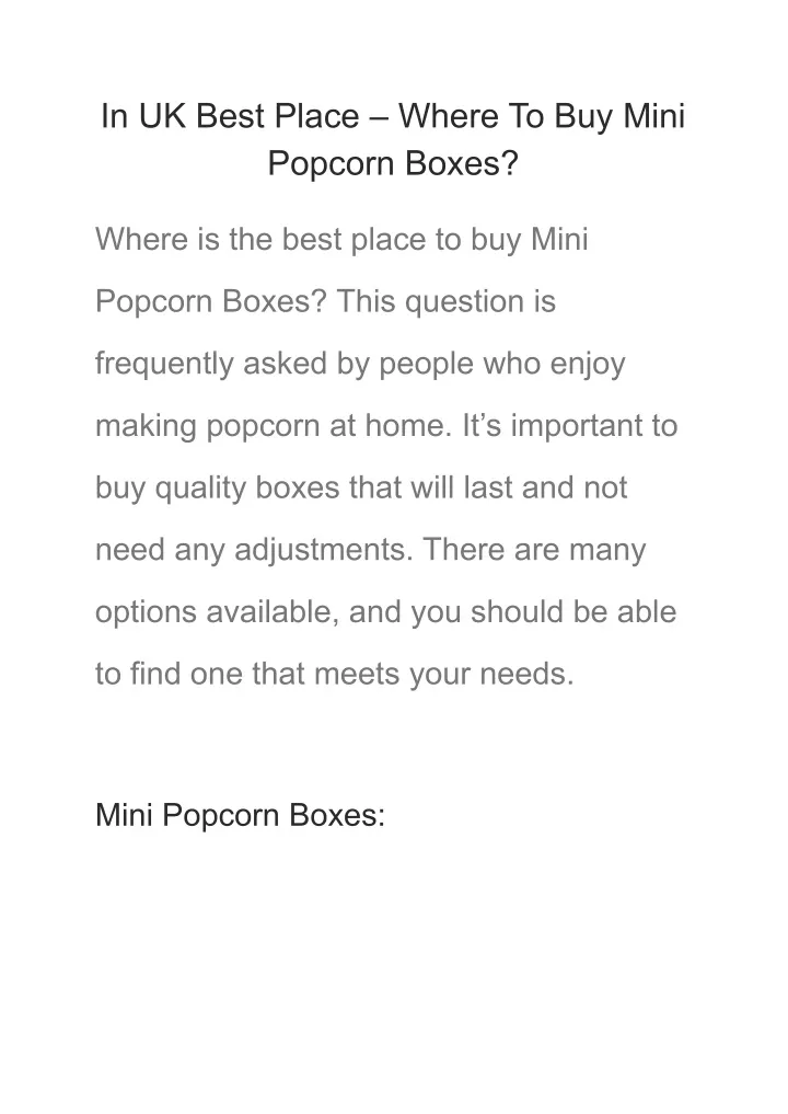 in uk best place where to buy mini popcorn boxes