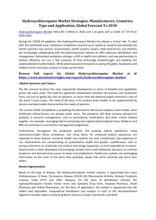 hydroxychloroquine market strategies