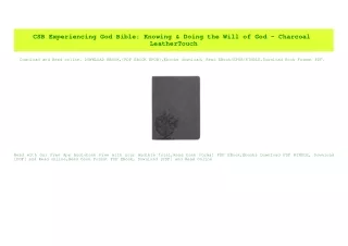 PDF) CSB Experiencing God Bible Knowing & Doing the Will of God - Charcoal LeatherTouch in format E-