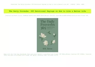 (Download) The Daily Proverbs 365 Devotional Sayings on How to Live a Better Life PDF - KINDLE - EPU