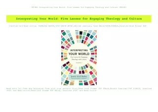 EPUB$ Interpreting Your World Five Lenses for Engaging Theology and Culture [EBOOK]