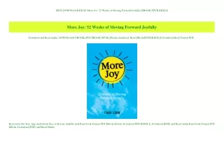 [PDF] DOWNLOAD READ More Joy 52 Weeks of Moving Forward Joyfully [EBOOK EPUB KIDLE]