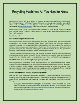 recycling machines all you need to know