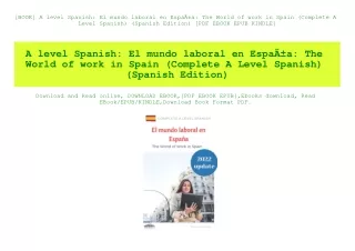 [BOOK] A level Spanish El mundo laboral en EspaÃƒÂ±a The World of work in Spain (Complete A Level Spanish) (Spanish Edit