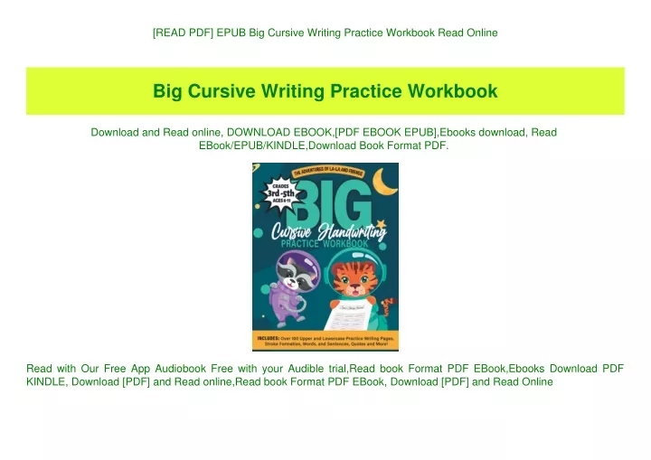 read pdf epub big cursive writing practice