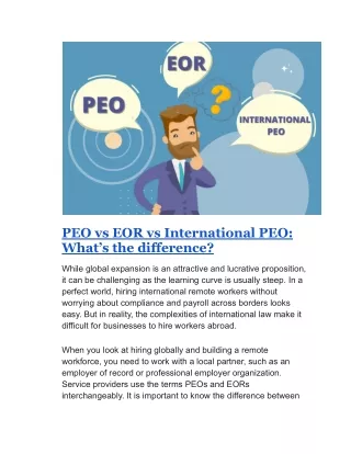 PEO vs EOR vs International PEO What’s the difference?