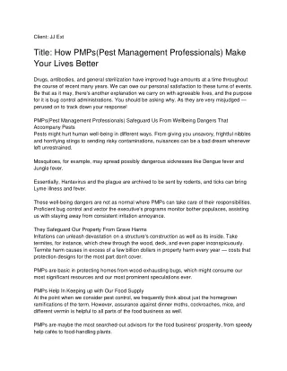 How PMPs(Pest Management Professionals) Make Your Lives Better_ JJ Ext