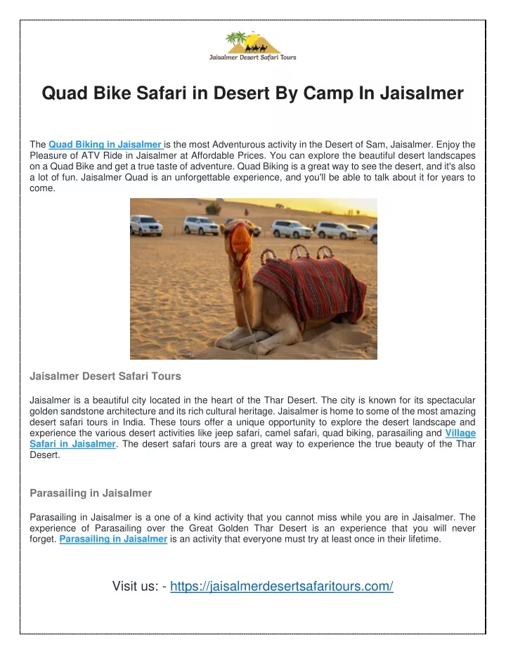 quad bike safari in desert by camp in jaisalmer
