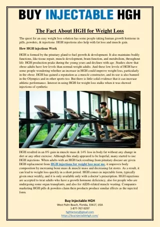 the fact about hgh for weight loss