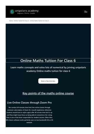 Online Math's Tuition for Class 6