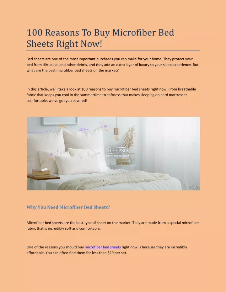 100 reasons to buy microfiber bed sheets right now