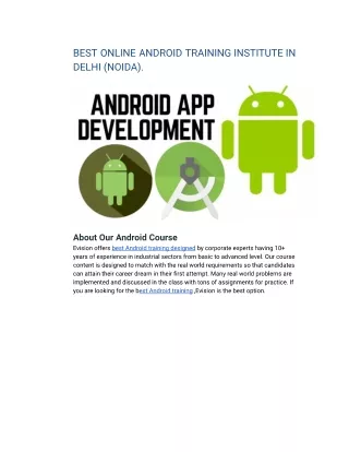BEST ONLINE ANDROID TRAINING INSTITUTE IN DELHI (NOIDA).