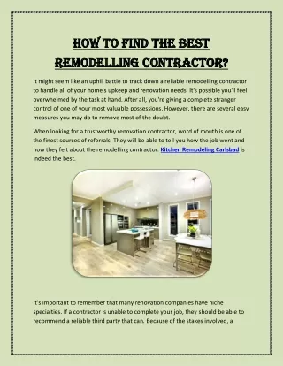 How to find the best remodelling contractor?