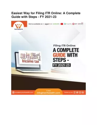Easiest Way for Filing ITR Online A Complete Guide with Steps by Academy Tax4wea