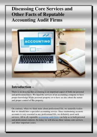 Core Services and Other Details of Reputable Accounting Audit Firms