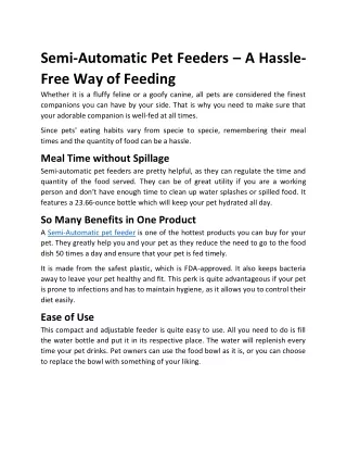 semi automatic pet feeders a hassle free