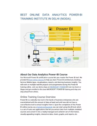 BEST ONLINE DATA ANALYTICS POWER-BI TRAINING INSTITUTE IN DELHI (NOIDA).