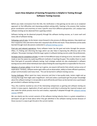 learn how adoption of gaming perspective