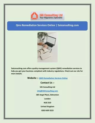 Qms Remediation Services Online | 5aiconsulting.com
