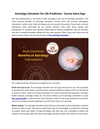 astrology calculator for life prediction karma