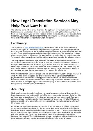 Legal Translation service