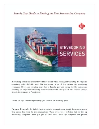 Step By Step Guide to Finding the Best Stevedoring Company