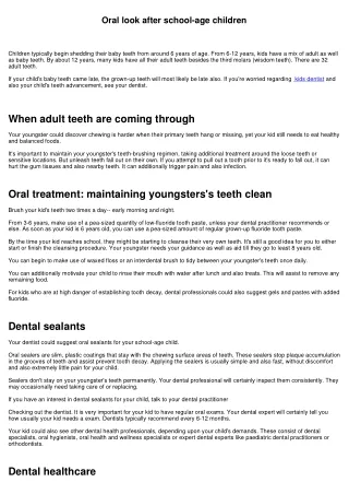 Dental look after school-age children