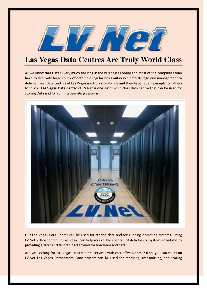 las vegas data centres are truly world class