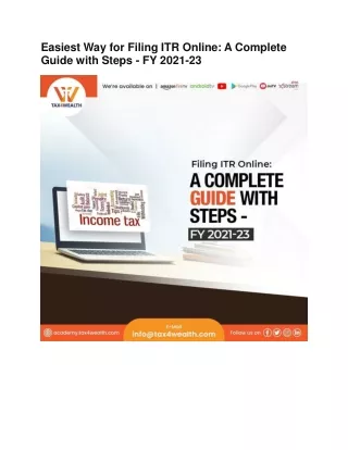Learn How to file ITR Online step by step  academy Tax4wealth