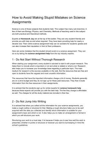 how to avoid making stupid mistakes on science