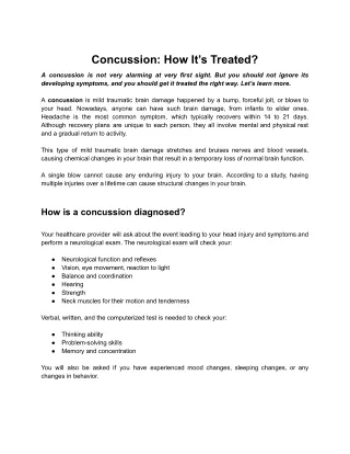 Concussion: How It’s Treated?