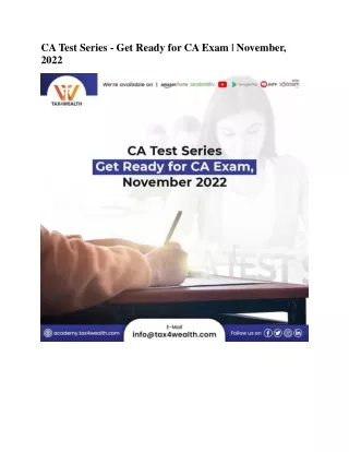 Learn How to become a CA and all about CA Course  Academy Tax4wealth