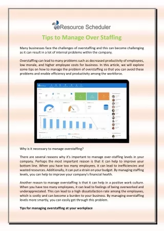 tips to manage over staffing