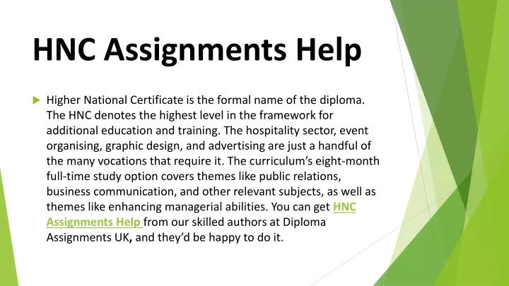 hnc assignments help
