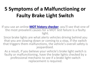 5 symptoms of a malfunctioning or faulty brake light switch