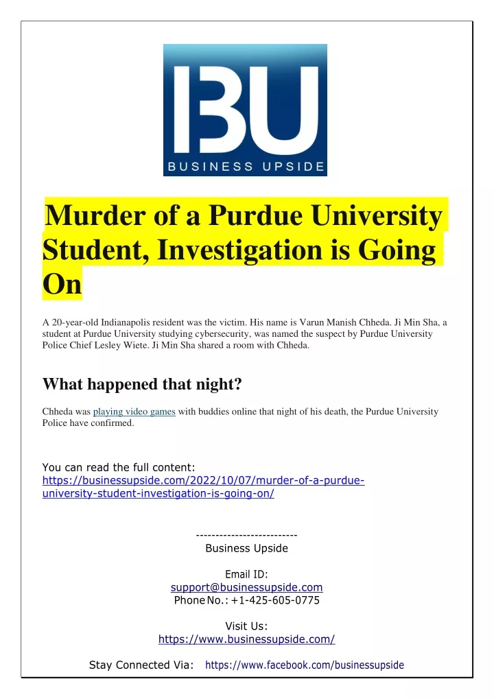 murder of a purdue university student