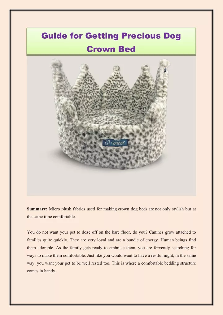 guide for getting precious dog crown bed