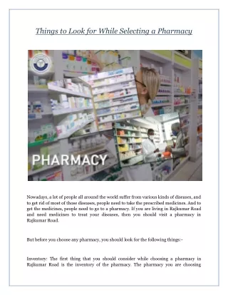 Things to Look for While Selecting a Pharmacy