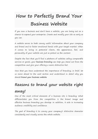 How to Perfectly Brand Your Business Website