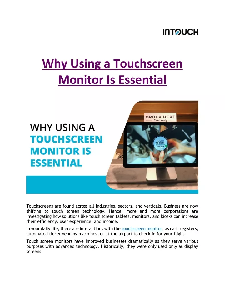 why using a touchscreen monitor is essential