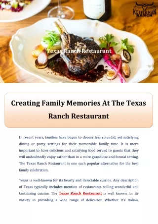 Creating Family Memories At The Texas Ranch Restaurant
