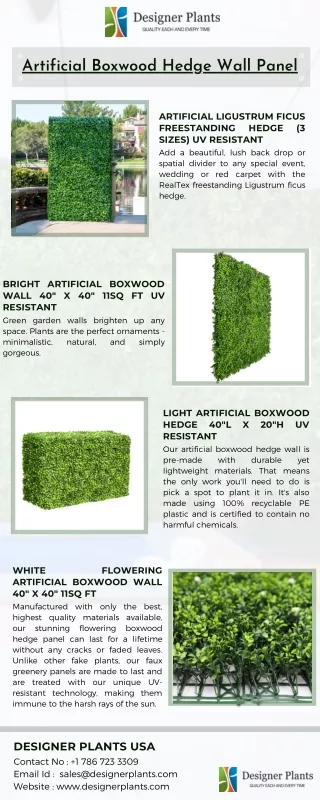 Life-Like Artificial Boxwood Hedge Wall to Boost Aesthetics of Your Space
