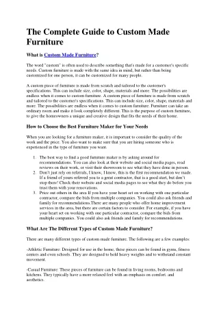 The Complete Guide to Custom Made Furniture