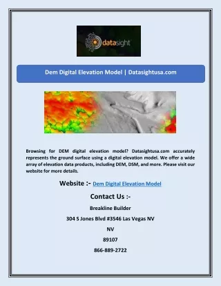Dem Digital Elevation Model | Datasightusa.com