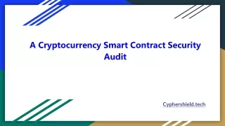a cryptocurrency smart contract security audit