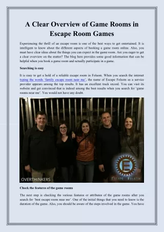 a clear overview of game rooms in escape room
