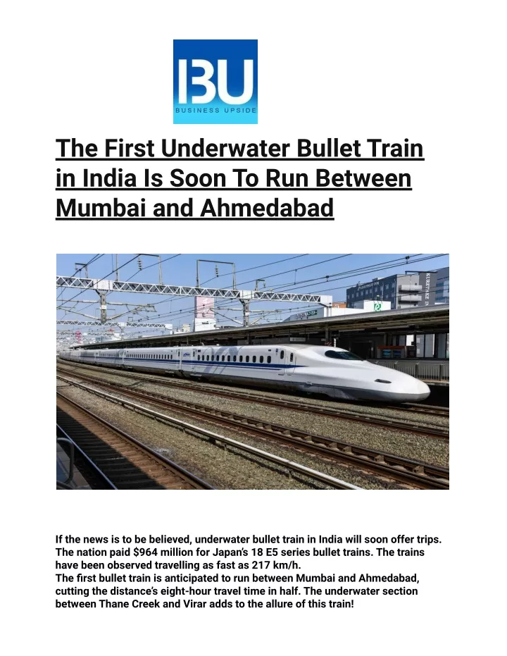 the first underwater bullet train in india