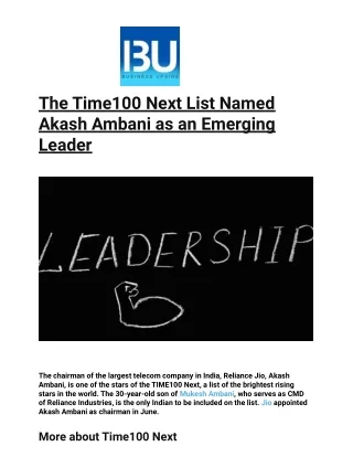 the time100 next list named akash ambani